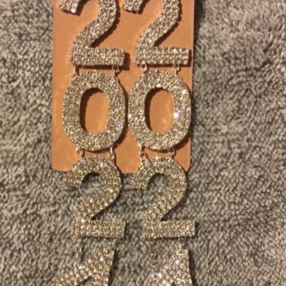 Silver Rhinestone 2024 Grad Earrings - Picture 3 of 4